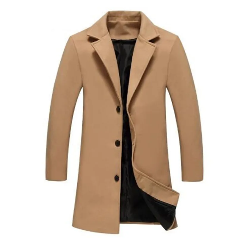 2018 New Winter Wool Coat Men Leisure Long Sections Woolen Coats Men's Pure Color Casual Fashion Jackets / Overcoat | Мужская одежда