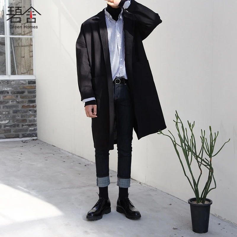 

M-6XL! 2018 new suit collar style men Korean version of the style of the long - style single - row jacket large - size men's we