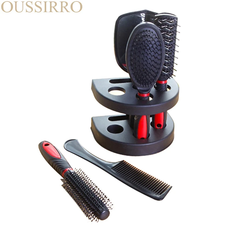 5pcs Professional Hair Salon Comb And Mirror Kits Barber Brushes Anti-static Hairbrush Care Styling | Красота и здоровье