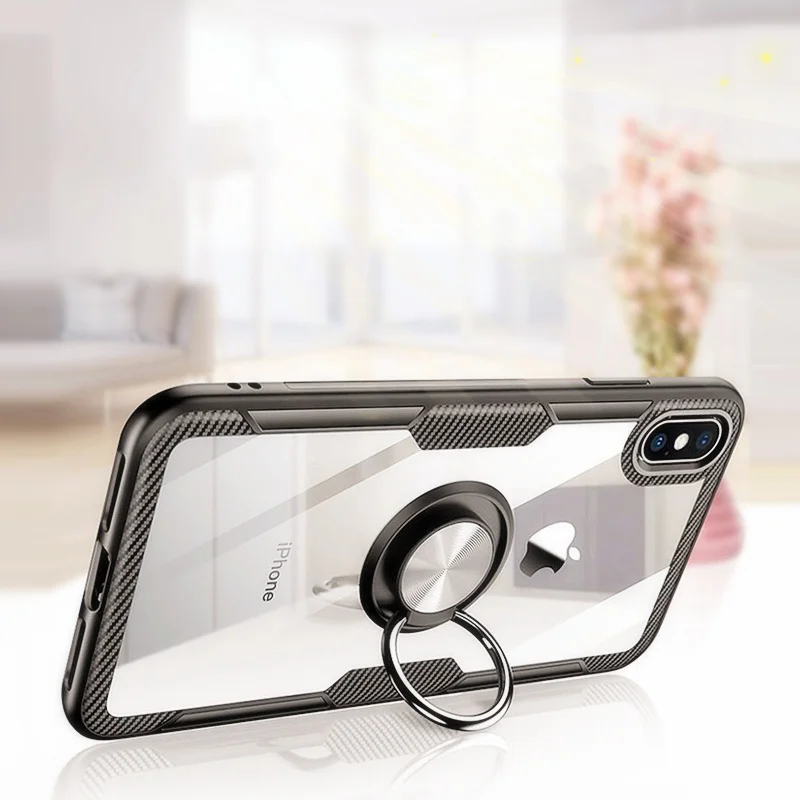 Роскошный автомобильный чехол-кольцо для IPhone 6, 6s, 7, 8 Plus, XR, X, XS Max, мягкий силиконовый чехол для IPhone 6, 6s, 7, 8 Plus, PC, задний противоударный чехол
