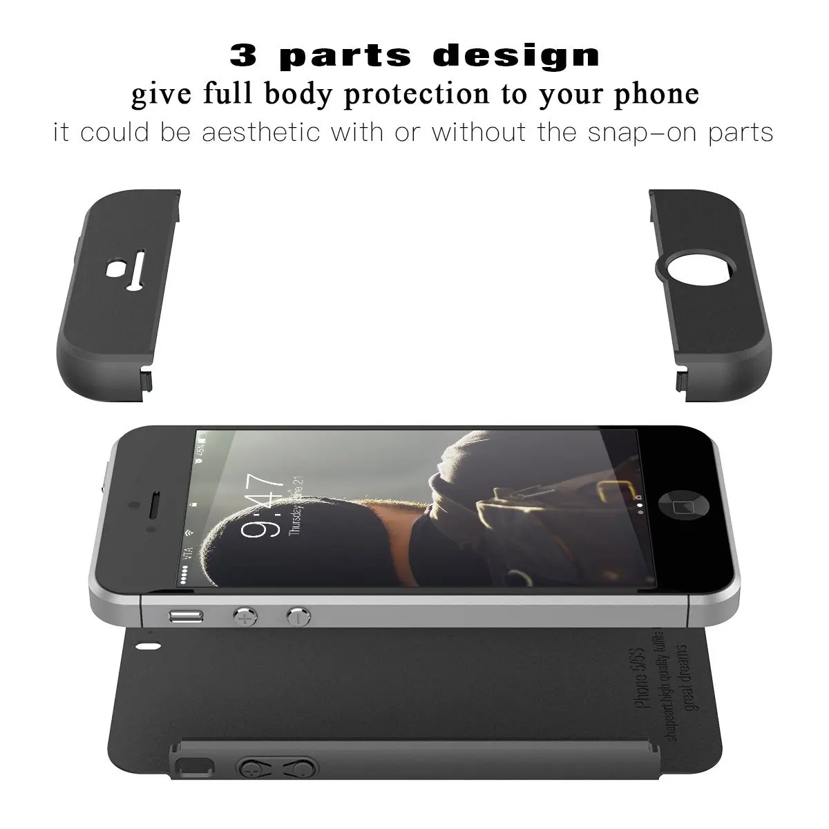 Luxury Hard PC Case For iPhone 5 5S SE 6 7 8 plus X 360 Bumper Shockproof Slim 3 in 1 Full Protective Ultra thin Matte Plain | Мобильные
