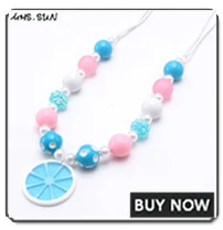 MHS.SUN New design baby chunky beads necklace diy red color bubblegum beaded necklace for kids girls adjustable rope jewelry 1pc