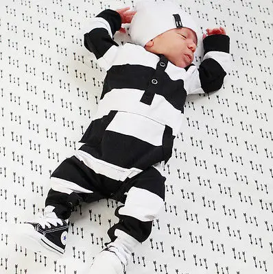 

Cute Striped Baby Boys Rompers One Piece Long Sleeve Jumpsuits Cotton Newborn Infant Costume