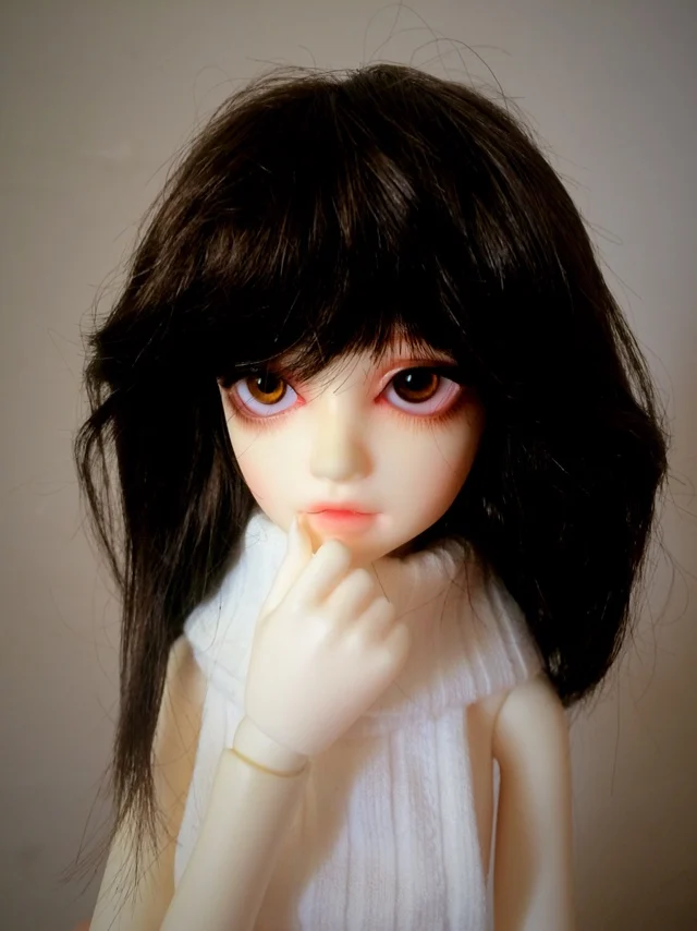 D01-P414 children handmade toy 1/3 Doll Accessories BJD/SD doll wig Brownish black Medium long hair 1pcs | Игрушки и хобби