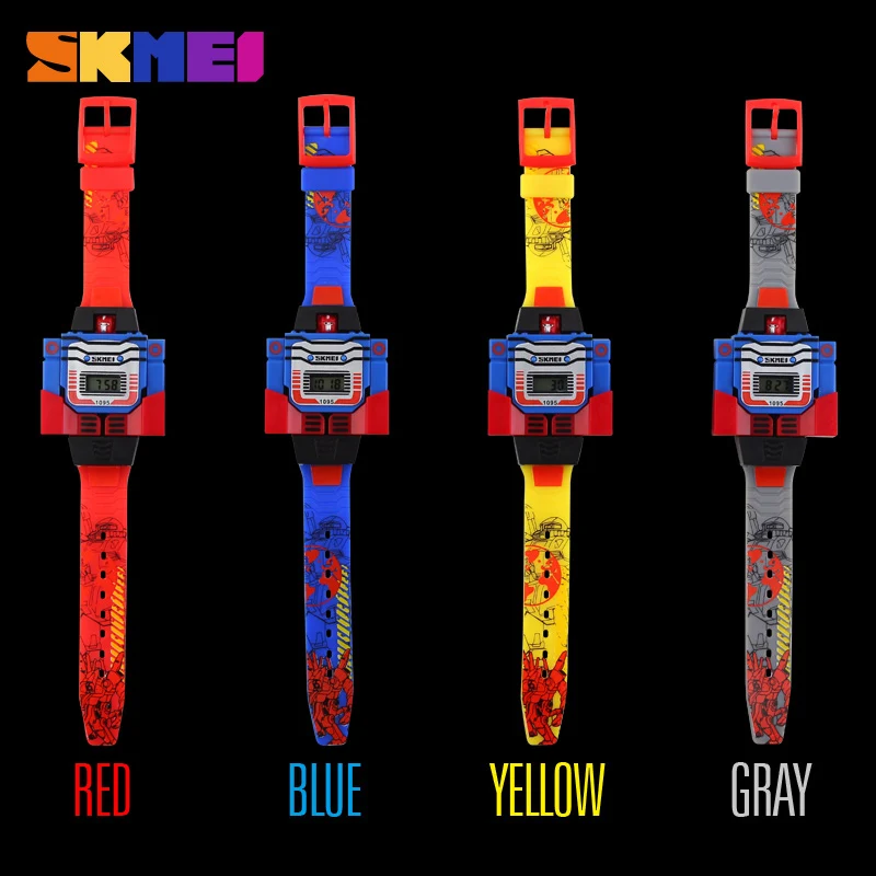 skmei kids watches led digital children cartoon sports watches robot transformation toys boys wristwatches montre enfant 1095 free global shipping