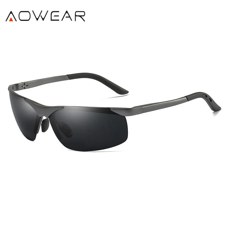 Солнцезащитные очки AOWEAR поляризационные мужские Роскошные без оправы с