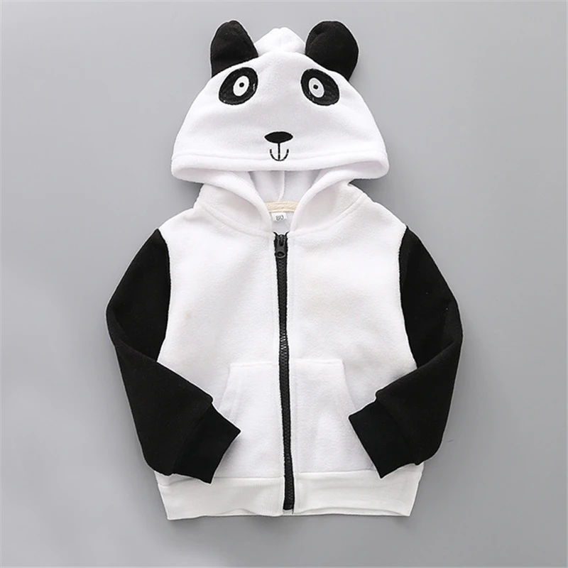 Baby Boys Girls Sweatshirt Cartoon Hoodie clothing Velvet Children Coat Panda duck rabbit dinosaur Animal Kids Jacket | Детская одежда