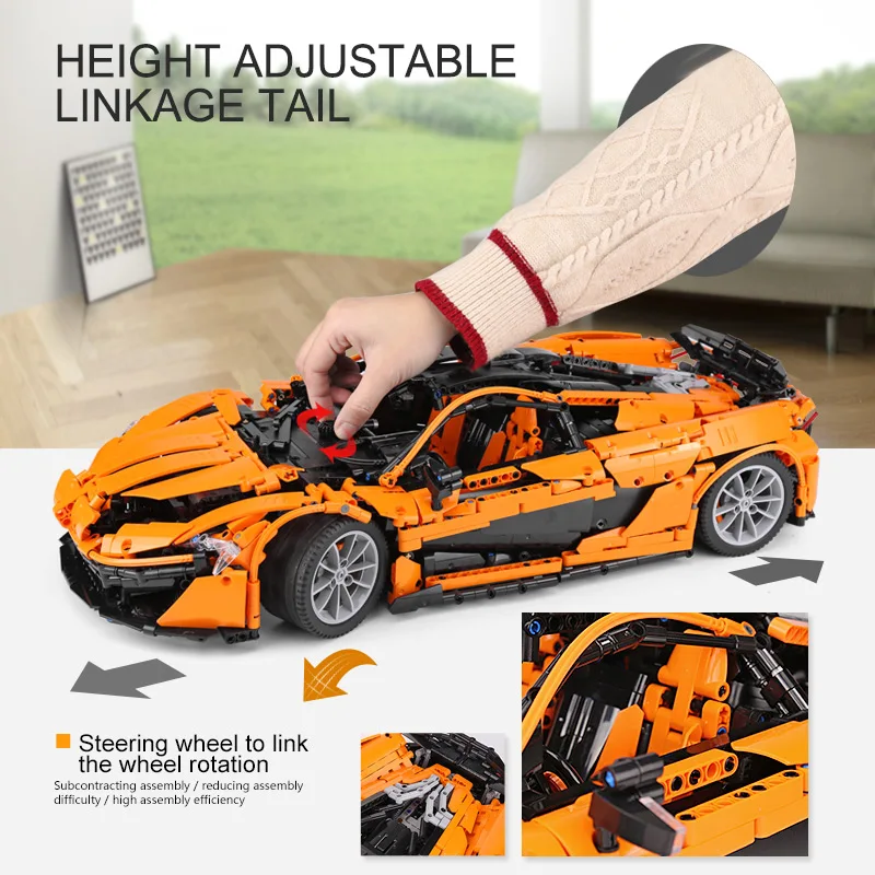 Высокотехнологичная серия Mould King P1 Hypercar 1:8 MOC 16915 супергоночная модель автомобиля