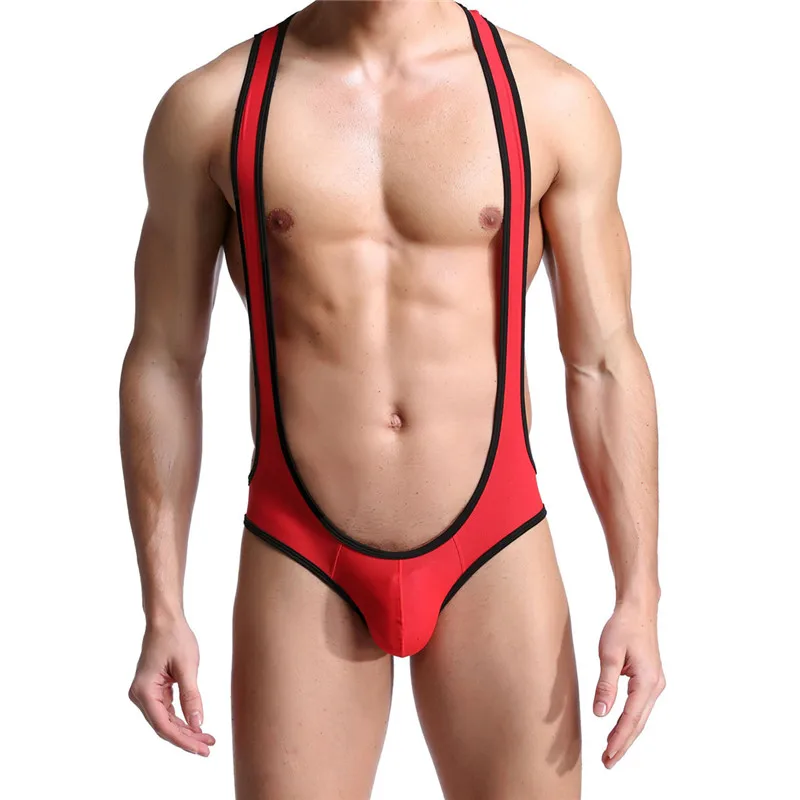 Sexy Men Undershirts JumpSuit One-Piece Suits Open Butt Wrestling Singlet Breathable BodySuit Exotic Super Soft Undershirt