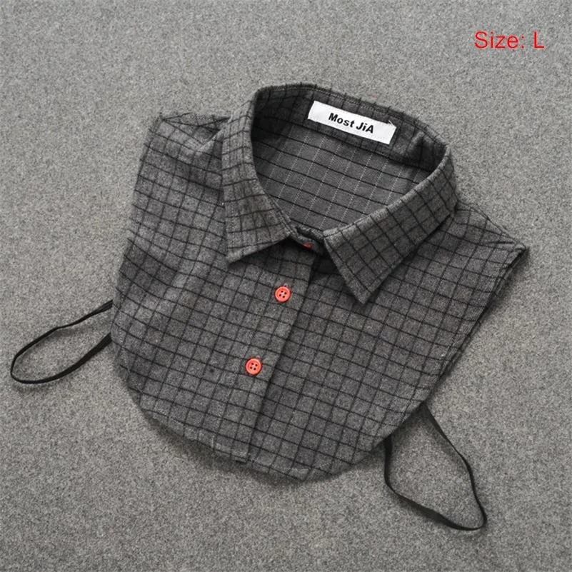 dark grey L Для мужчин и женщин воротник рубашки в клетку съемные ложные воротники зима Поддельный Воротник S L XL хлопок классический ребенок взрослый унисекс аксессуары - Цвет: dark grey L