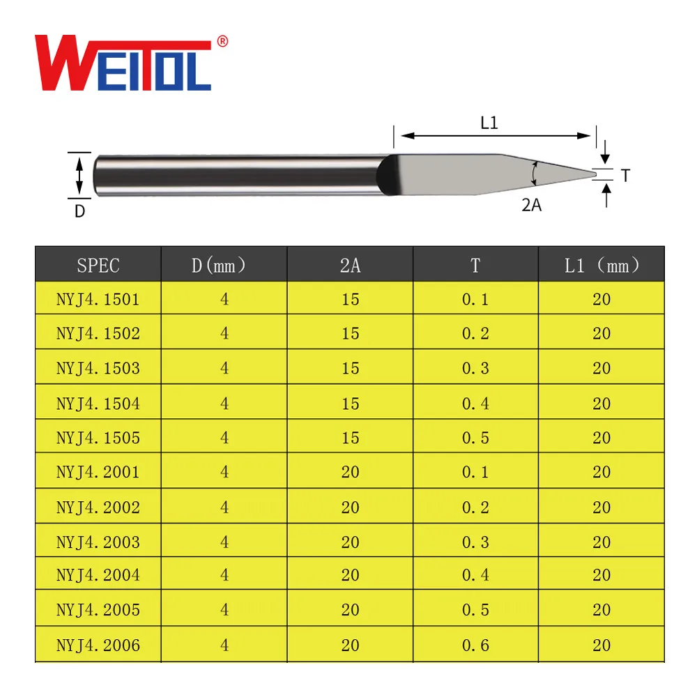 Гравировальное долото WeiTol для печатной платы 1 шт. 4 мм V образная фреза ЧПУ