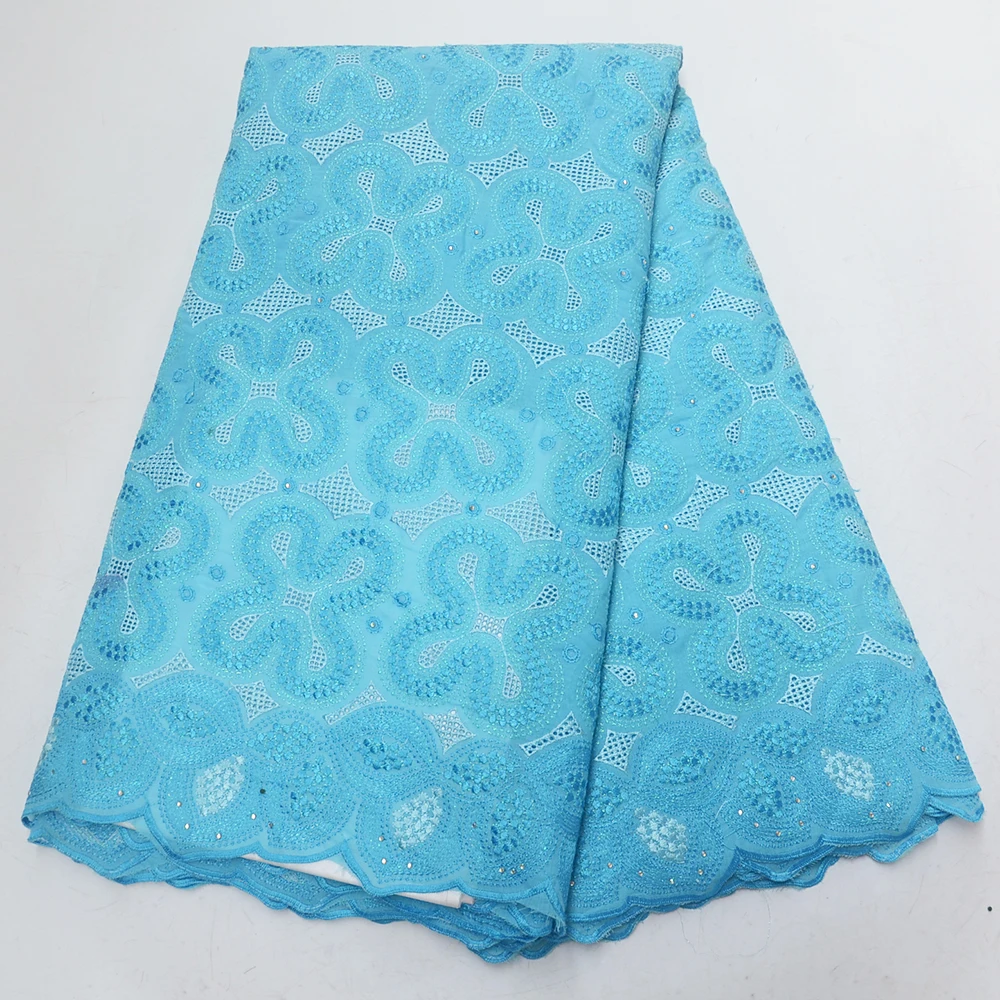 

Hot sale African cotton dry lace fabric high quality with stones Swiss voile laces in Switzerland Nigerian lace fabric for dress
