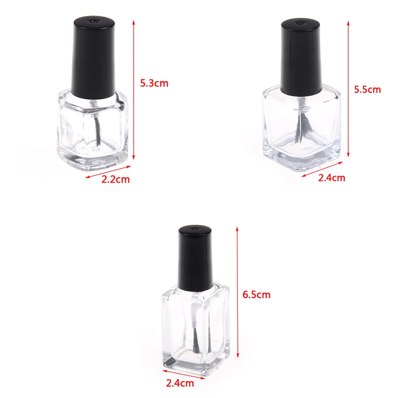 Прозрачная стеклянная бутылка для лака ногтей 1 шт. 5 мл/10 мл/15 мл пустая с крышкой