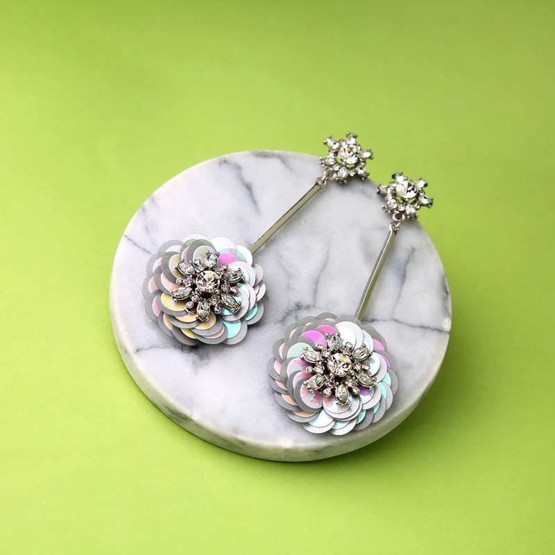 Уникальные эффектные ювелирные изделия 2 цвета синий и серый кубические цветы