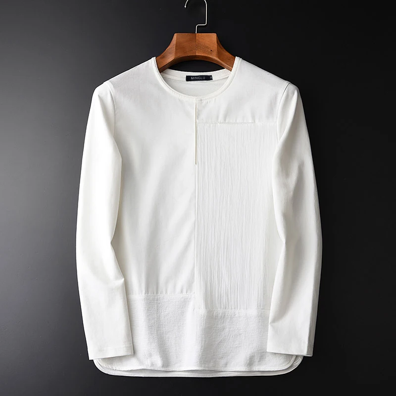 Minglu протектор с длинным рукавом мужская футболка на весну и лето простой тонкий