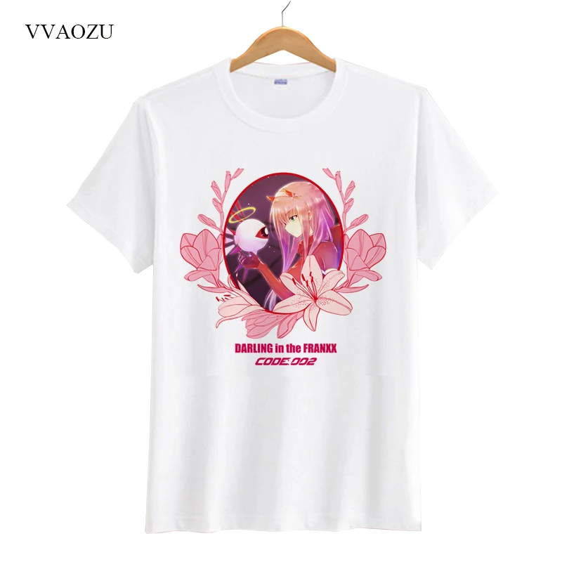 Футболка для косплея аниме Zero Two Darling in the FRANXX топы с коротким рукавом унисекс