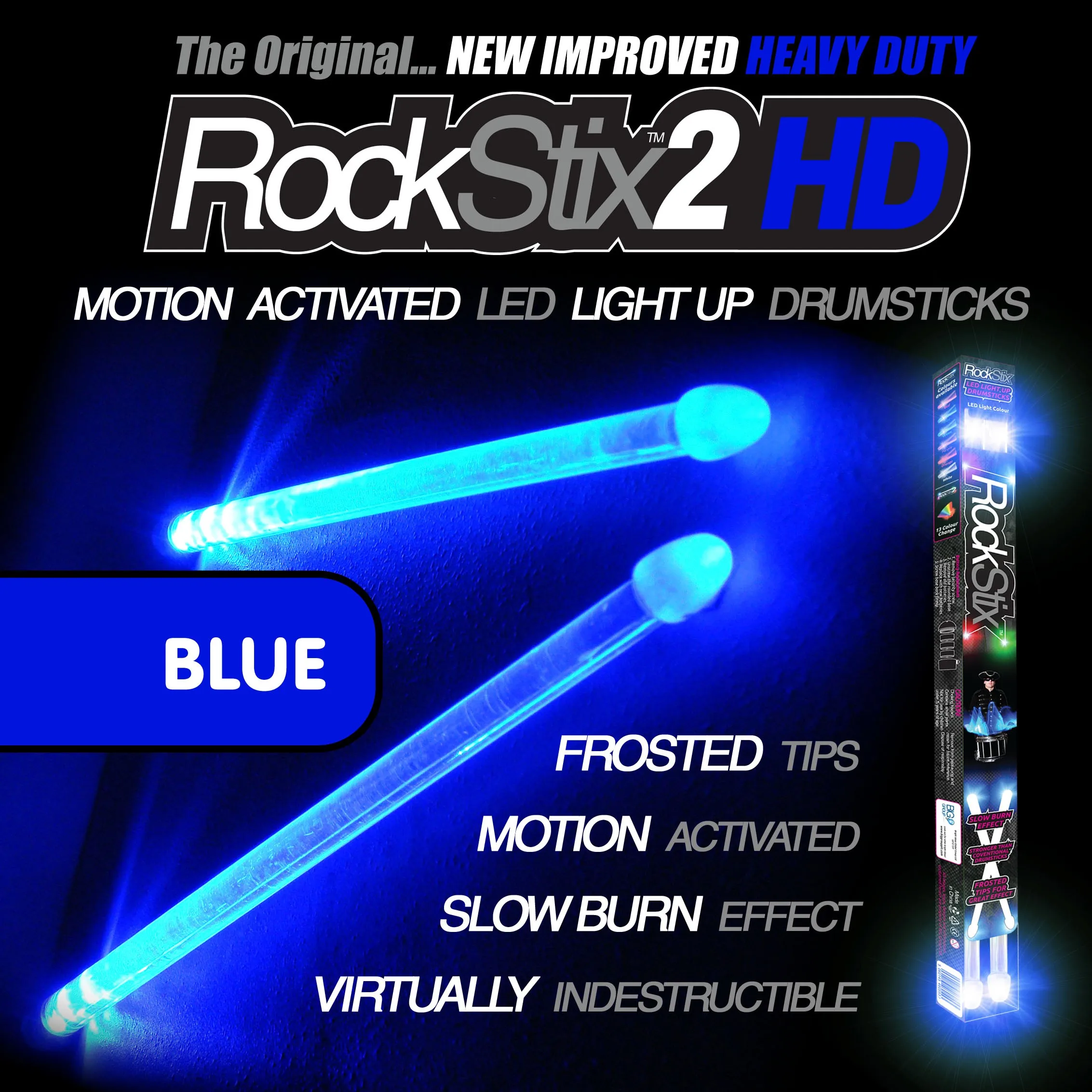 Rockstix 2 HD ярсветодиодный светодиодные барабанные палочки с 7 индивидуальными