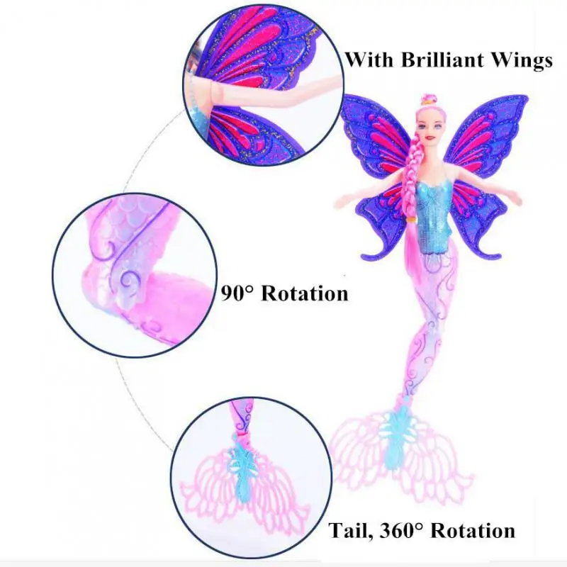 Кукла Русалка игрушка с крыльями 40 см модные куклы русалки для девочек принцессы