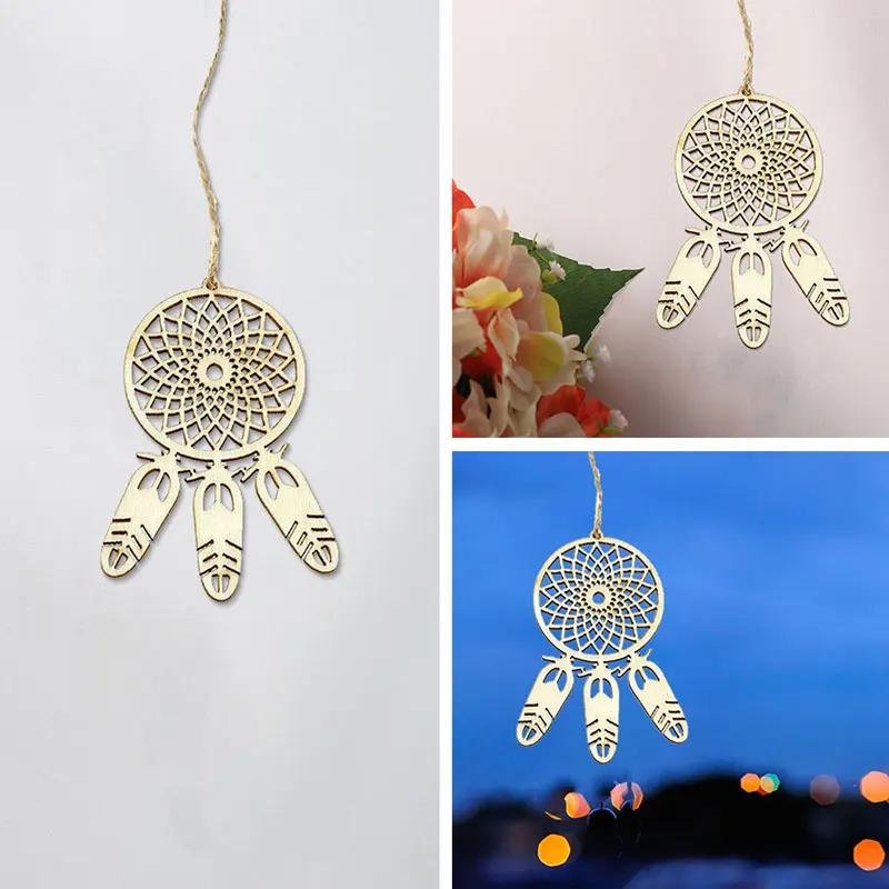 Деревянная подвеска Ловец снов подвесная Красивая креативная лазерная резка