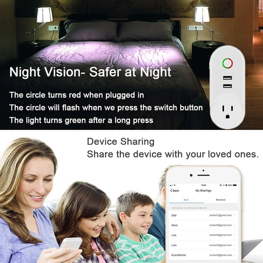 Приложение с дистанционным управлением умная розетка Wi-Fi для Alexa Google Home ЕС Wifi USB
