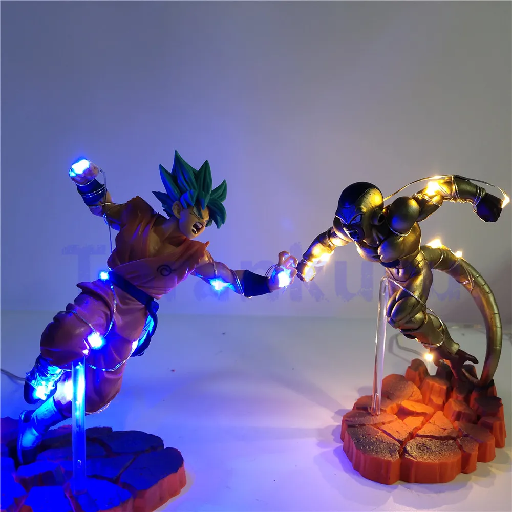 Dragon Ball Z Сон Гоку Бог против Golden Frieza фигурку светодиодный фигурка из ПВХ с рисунком из аниме Dragon Ball и super Goku игрушки Фриза 2 шт./компл. XP