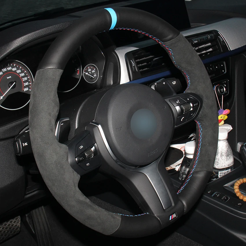 

Hand sewing custom Black Leather Black Suede Car Steering Wheel Cover for BMW G30 530i 540i 520d 530e 2016-2018 G32 630i 630d