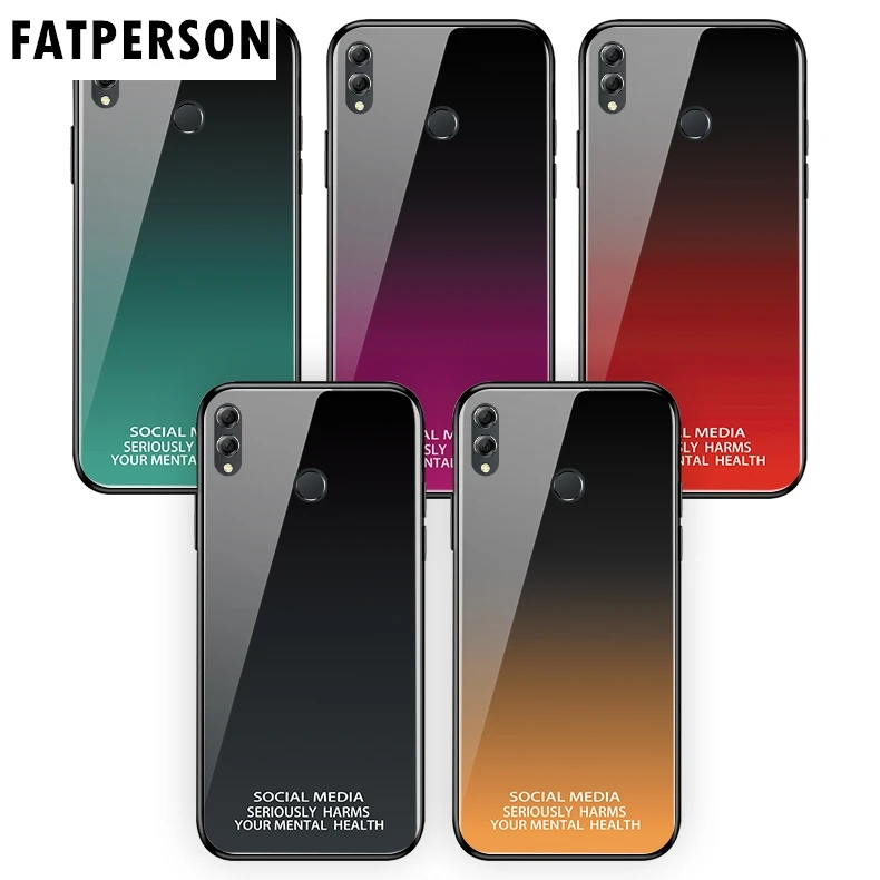 For Honor 8X Play 9 lite 10 V9 note10 Y5 6 7 2018 Luxury Gradient Tempered glass phone case HUAWEI P30 pro Nova4 E |