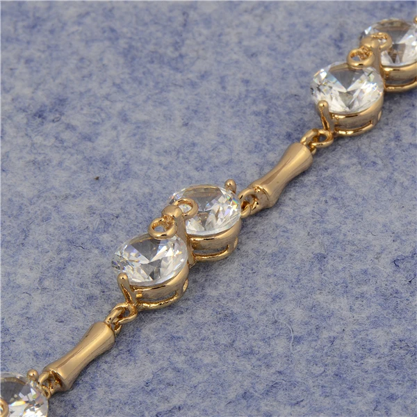 Wholesale Fashion Jewelry 18K Yellow Gold Plated White Round Cubic Zirconia Elegant Bracelet|jewelry turquoise|jewelry rollerjewelry making stretch