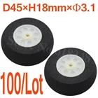 100 шт.лот 45 мм светлая пена хвостовые колеса Толщина: 18 мм ось отверстие: 3,1 мм для дистанционного управления RC самолет Запчасти Замена