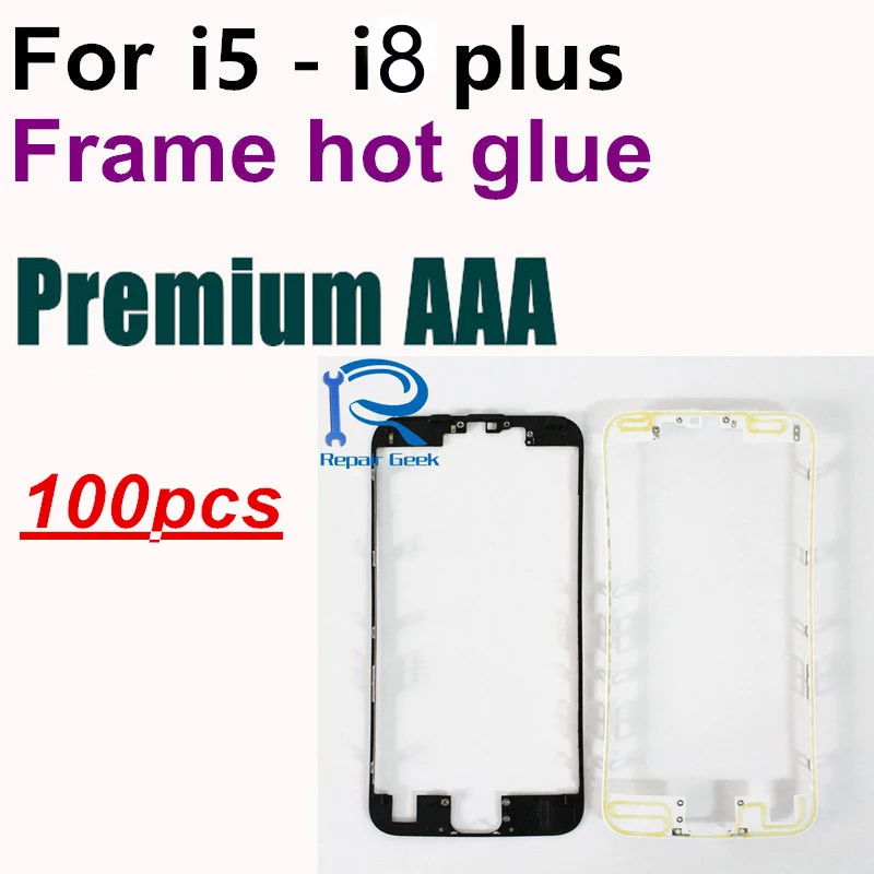 

100pcs Front Bezel for iPhone 8 7 6 6s plus 5 5c 5s Middle frame with hot glue Replacement (50wht50blk)