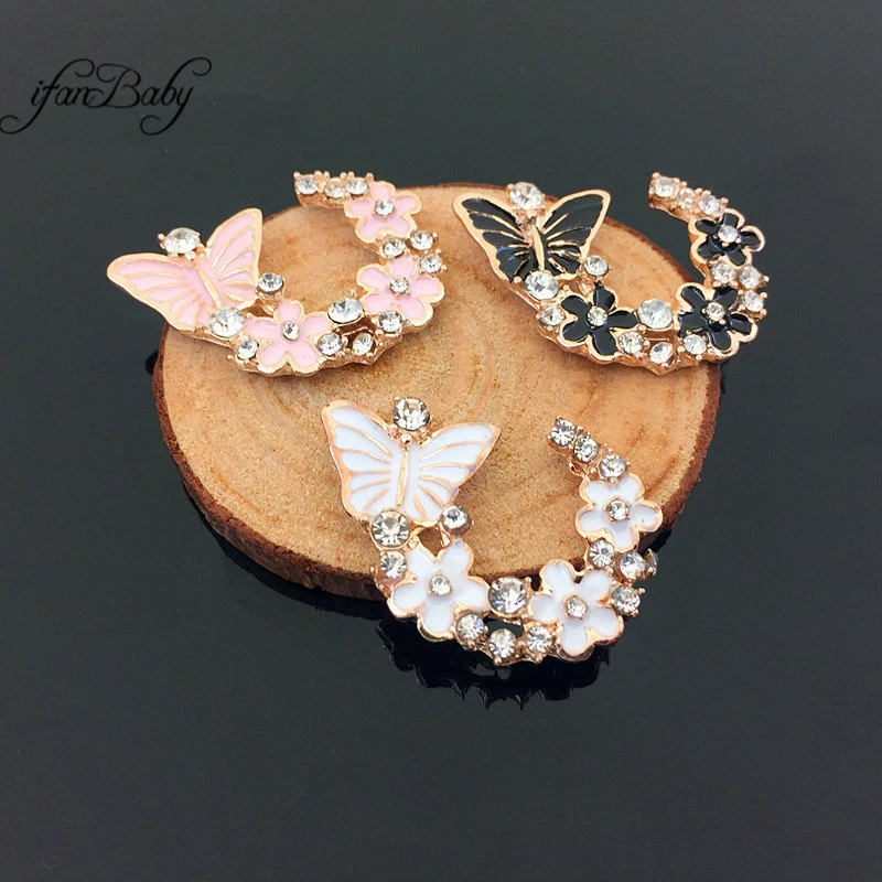 

Rhinestone flower button DIY metal accessories