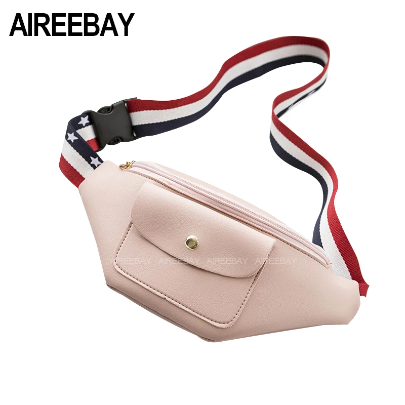 AIREEBAY 2018 Новая летняя кожаная женская поясная сумка модная розовая простая