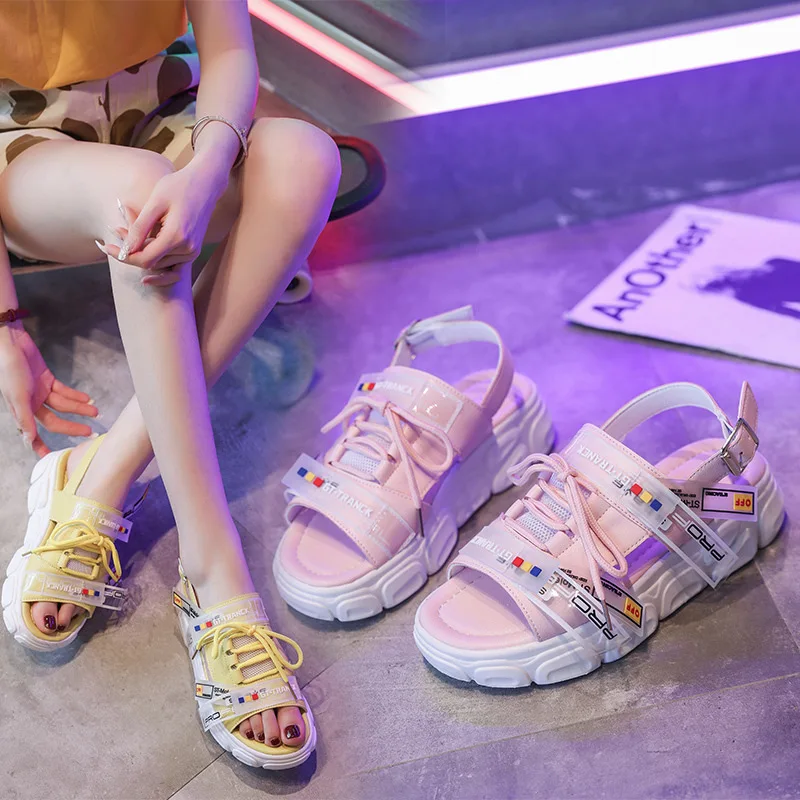 Женская обувь на платформе harajuku повседневная толстой подошве Нескользящие