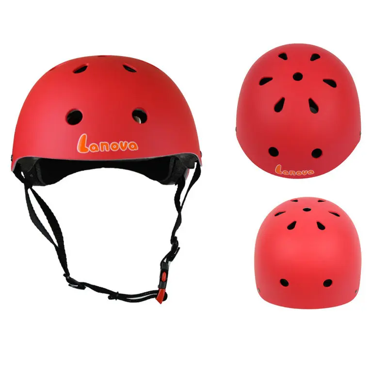 Red helmet LANOVA протектор 7 шт./компл. Велоспорт катание скейтборд шлем Локоть Колено запястье колодки детский велосипед велосипедный роликовый защитный механизм - Цвет: Red helmet