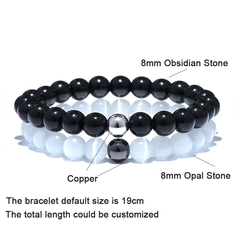 Мода 2 шт./компл. браслет для Для мужчин женщин натуральный белый опал шарма