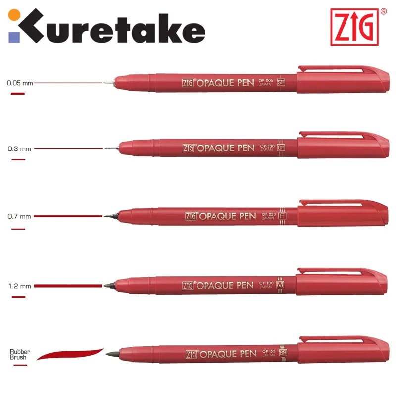 Маркеры ZIG Kuretake непрозрачная красная и черная графическая ручка японская