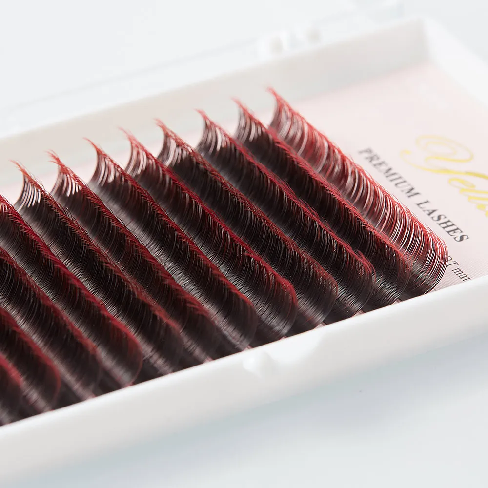 Black-Red Накладные ресницы Yelix ombre, цвет красный+ черный, индивидуальные натуральные мягкие искусственные ресницы для наращивания, ресницы для макияжа, ресницы для наращивания - Цвет: Black-Red