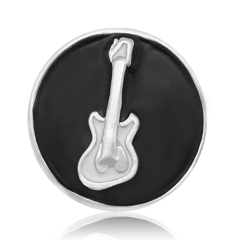 Fashion Round Black Oil Crystal musical note Instruments Metal snap buttons for DIY charm bracelet jewelry wholesale KZ1028 | Украшения и
