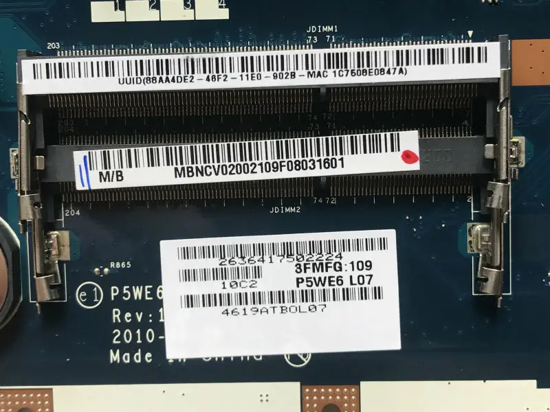 Высококачественная материнская плата для ноутбука ACER Aspire 5253 P5WE6 LA 7092P MBNCV02002 DDR3 100%