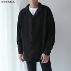 VERSMA 2018 в Корейском стиле Harajuku Ulzzang BF пижамы шифоновые рубашки для мужчин для женщин Весна длинным рукавом Свободные футболки для пары мужской Перевозка груза падения