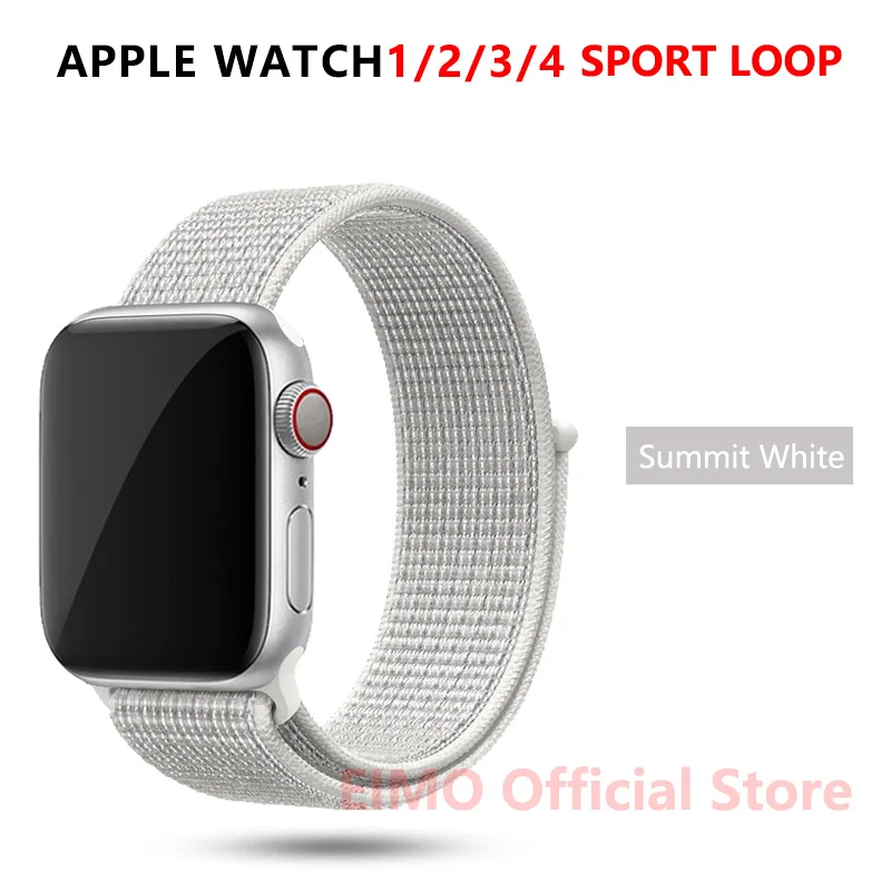 summit white EIMO ремешок для Apple Watch ремешок 44 мм 40 мм Apple Watch 4 5 3 2 1 iwatch ремешок 42 мм 38 мм Спортивная петля нейлоновая петля браслет ремешок для часов - Цвет ремешка: summit white
