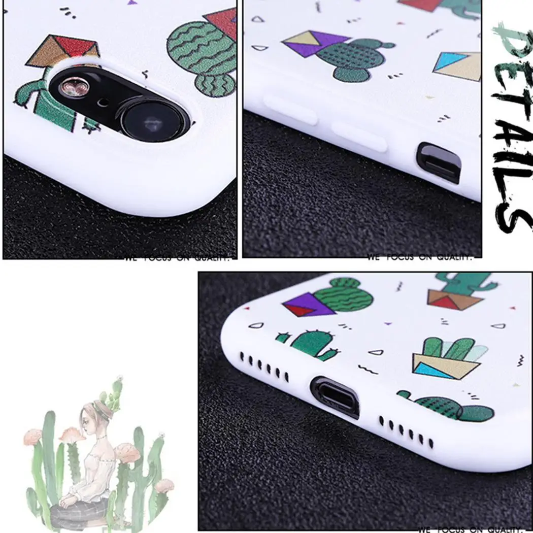 Fashion TPU Cactus Printing Mobile Phone White Cases For iPhone | Мобильные телефоны и аксессуары