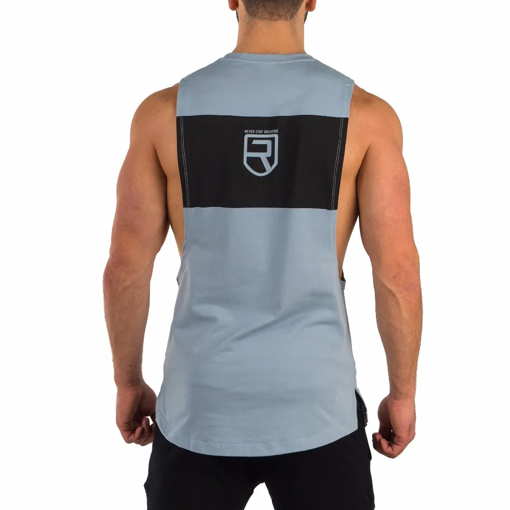 Новые мужские майки для фитнеса RISE Muscle Стрейчевые хлопковые топы без рукавов