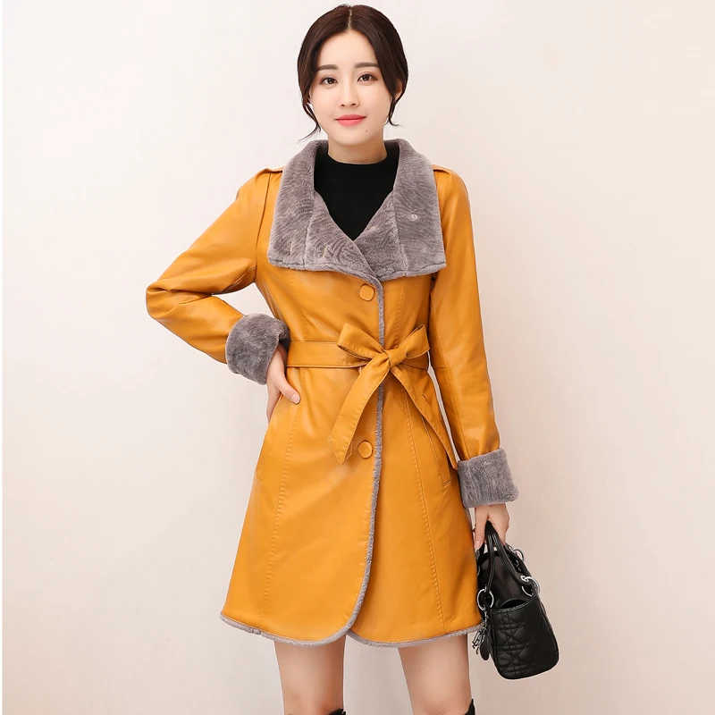 

Winter Leather jacket women Thicken Warm Leather Trench velet Coat Women Leather Jacket Female High Quality Casaco de couro