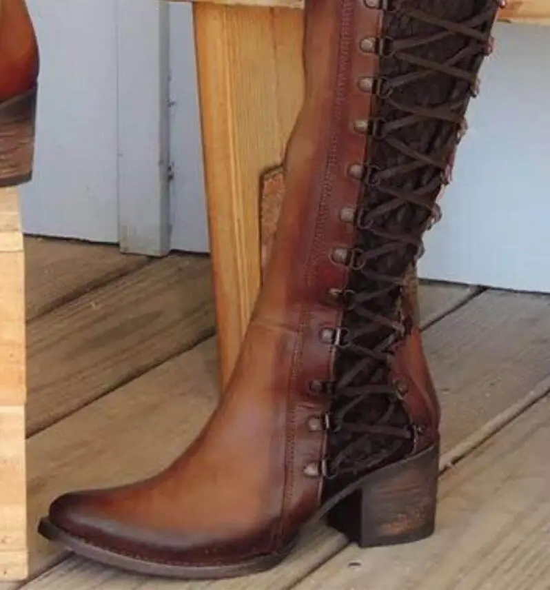 Chaussure женские сапоги до колена зимние теплые matin римские туфли Коренастый Обувь