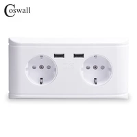 coswall dual usb charging port 5v 2 4a 16a wall russia spain standard power socket double eu outlet charger adapter