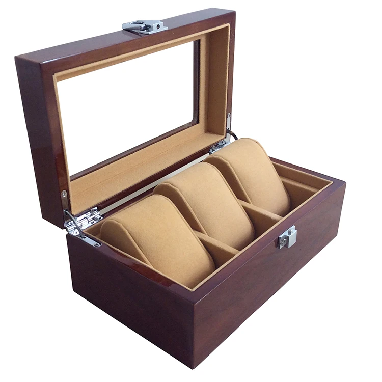 Деревянная витрина для часов с 3 ячейками органайзер хранения ювелирных изделий