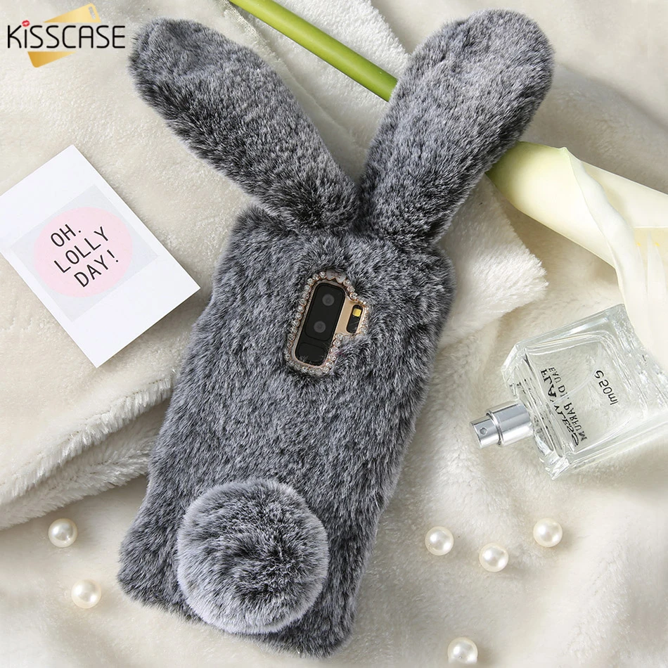 KISSCASE чехол-кролик для samsung S8 S9 плюс S7 S6 край мягкой ТПУ Cat случае Обувь на теплом