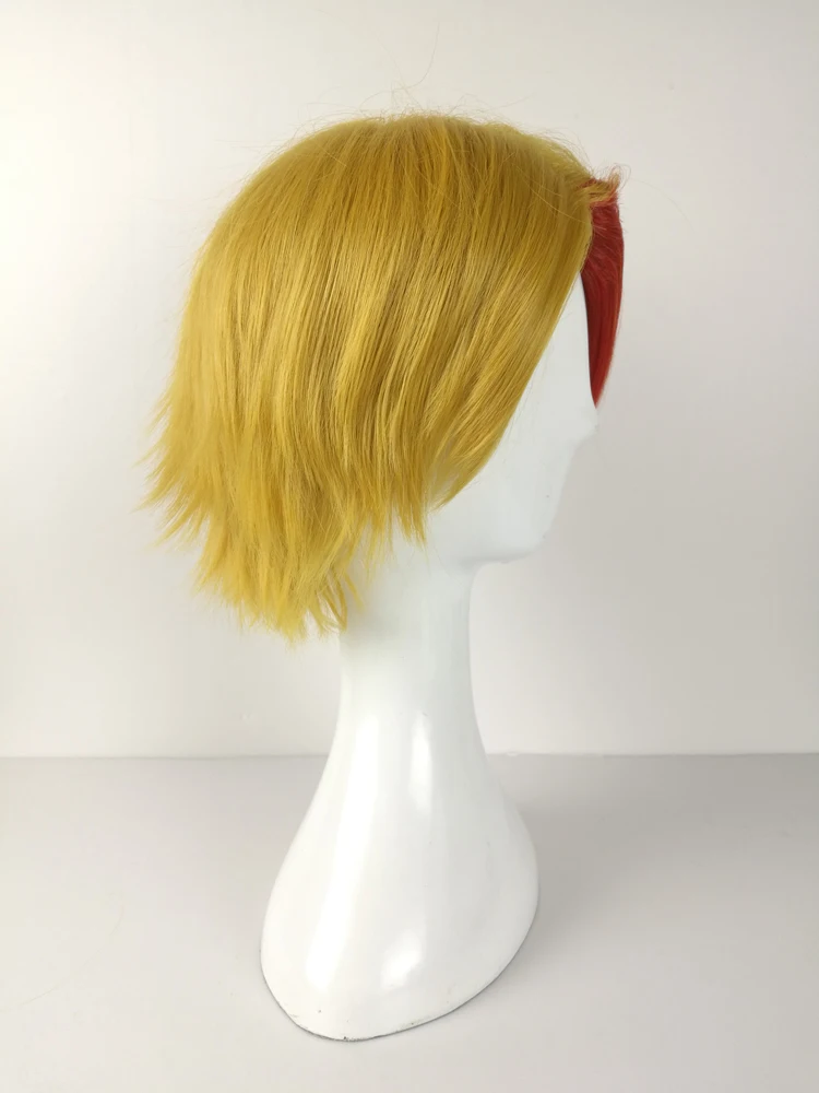 New Arrival Anime YURI!!! on ICE Minami Kenjiro Blonde Cosplay Wig Short Red Highlight Heat Resistent |