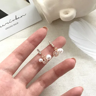 Элегантные корейские женские серьги гвоздики с искусственным жемчугом и